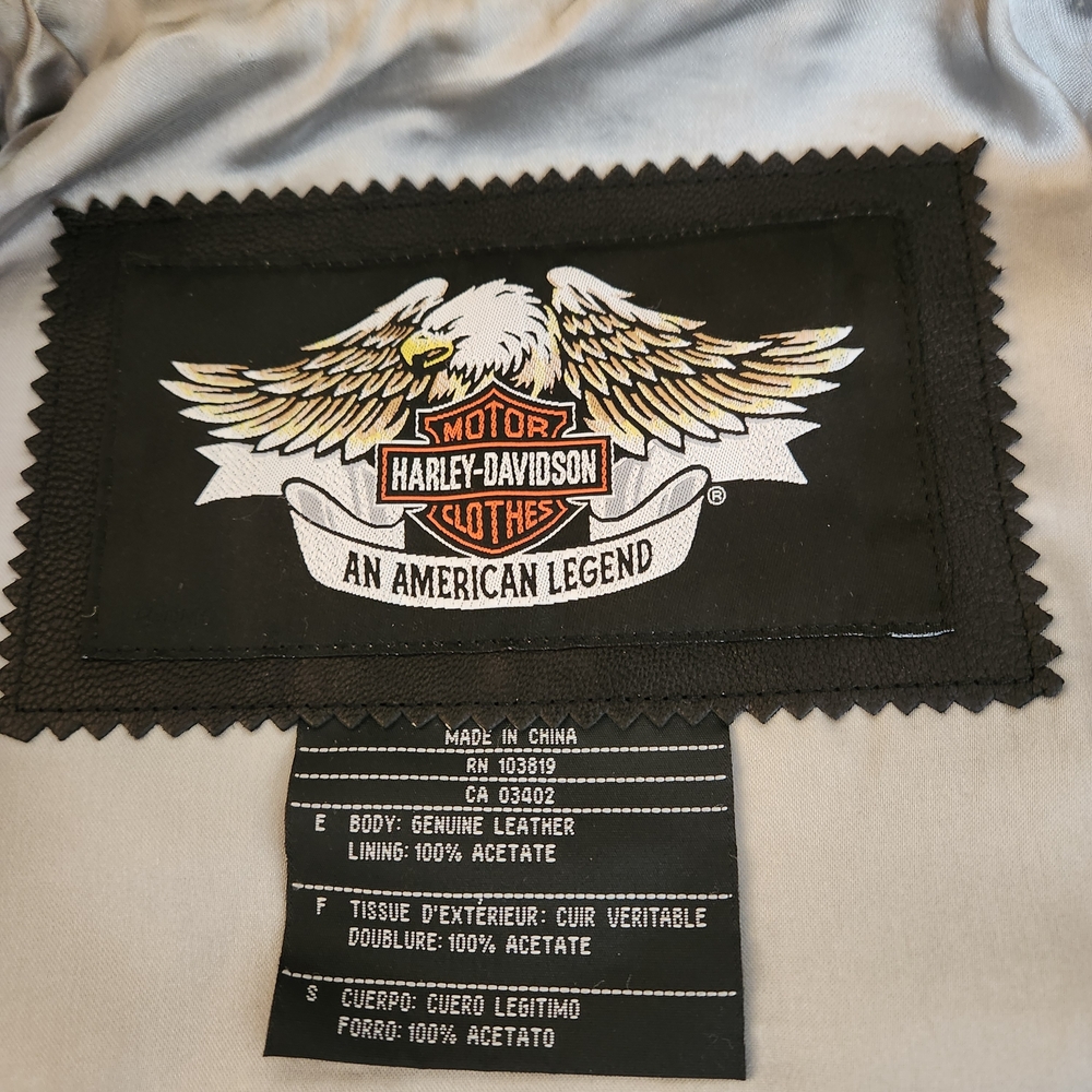 Harley-Davidson Women's Black Leather Motorcycle Zip Jacket Purple Embroidery Xs - Picture 6 of 12